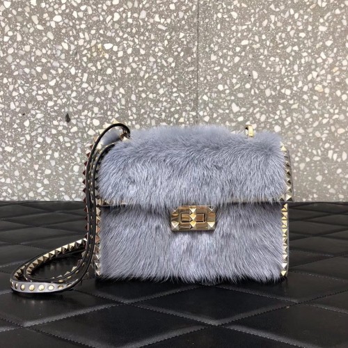 Valentino Rockstud No Limit Fur Gray VNLB36556777